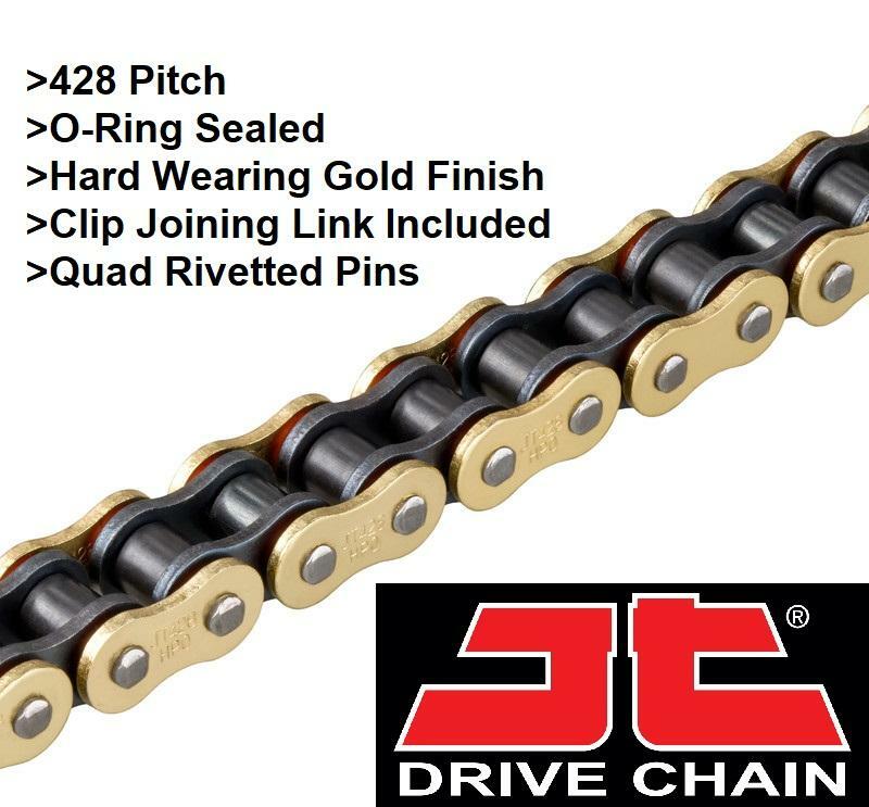 JT HPO Gold ORing 428 Pitch Chain+Sprockets for Kawasaki KX85 Small