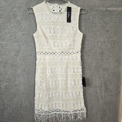 Lulus Kenna White Crochet Lace Sleeveless Bodycon Dress Sz