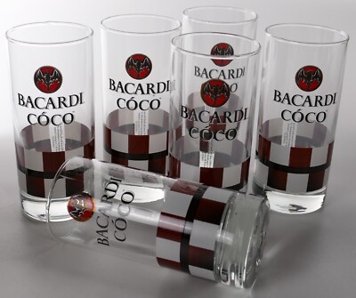 6 x Bacardi Coco Rum Glas Longdrinkglas 29 cl Cocktail Gläser Bar Neu 3286