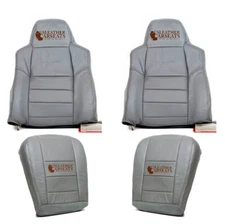 Fits 2002-2007 Ford F250 Lariat Full Front Perforated Leather Seat Cover Gray