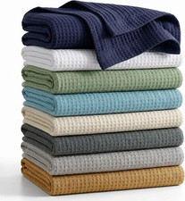 100 Percent Cotton Waffle Weave Blanket Twin Size 60x90 White Soft Breathable