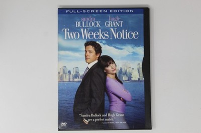 Two Weeks Notice DVD Full-screen Edition Sandra Bullock Hugh Grant