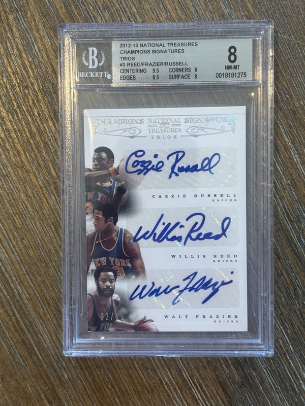 2012 National Treasures Walt Frazier Willis Reed Cazzie Russell Auto /10 BGS 8