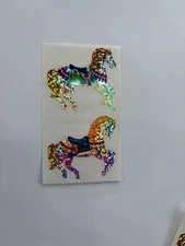 Sparkly Carousel Horse Stickers - Hambly - Prismatic - Glitter - Vintage