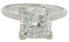Cushion Cut 2.01 ct Lab Grown Diamond Solitaire Ring Sterling Silver Size 4.75