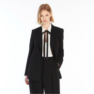 Weekend MaxMara Wool Single Breasted Blazer Jacket Minimalist Career Black 8