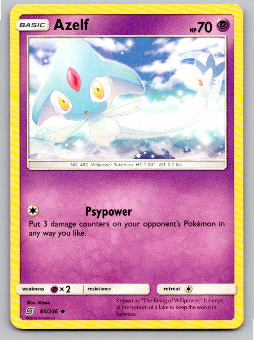 2019 POKEMON AZELF UNIFIED MINDS 85/236 UNCOMMON NM A49308 FREE S&H