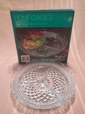 Vintage Anchor Hocking Wexford 8.5” Round divided Relish Dish w/Original Box