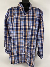 Chaps Easy Care Dress Shirt Men’s XL Plaid Long Sleeve Button Down Blue Stripe