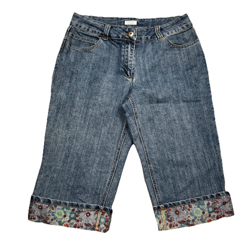 Christopher & Banks Jeans Womens 14 Cuffed Capri High Waist Measures 33 x 17