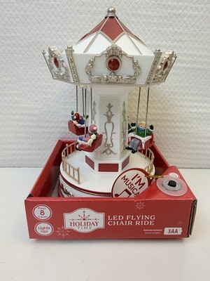 Holiday Time Flying Chair Carousel Ride Lights Music Christmas Decor Works 7 ''