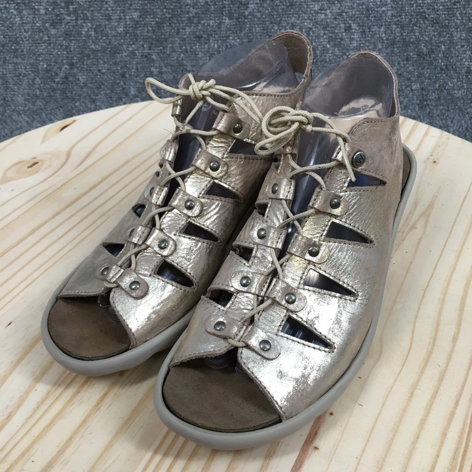 Sandalias Wolky para mujer 41 áreas con cordones gladiador cuña cuero dorado rosa informales Foto 3 de 4