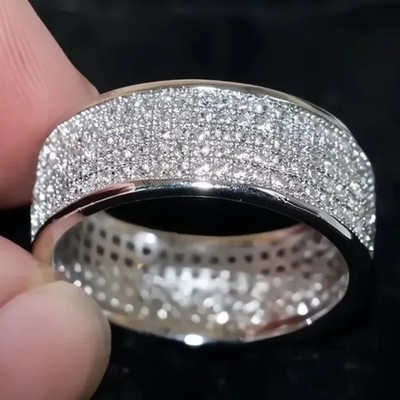 Classic Women s Band Ring Full Paved Cubic Zirconia Crystal Wedding