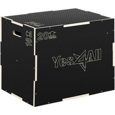 3 in 1 Non Slip Wooden Plyo Box Plyometric 24 x 20 16 Inch Black Yes4All Home