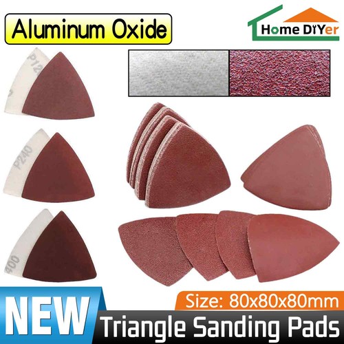 Almohadilla de disco de papel de lijar triangular 40-2000 grano 80 mm para multiherramienta oscilante - Imagen 1 de 14