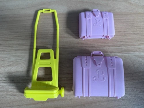 Barbie Luggage Set 2 pc Luggage & Rolling Cart 1989 Mattel Used Vintage