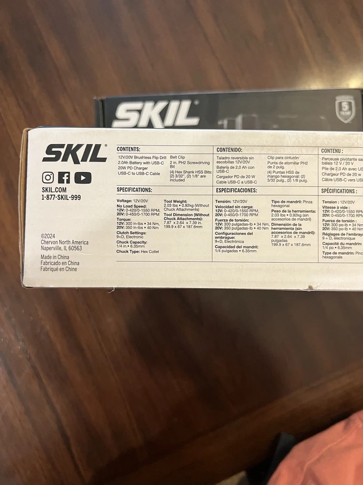 SKIL PWRCORE 12V Kit Taladro Destornillador Sin Escobillas con Batería y Cargador DL529002 Foto 2 de 4