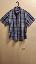 George blue plaid short sleeve button shirt XL cotton blend- free shipping