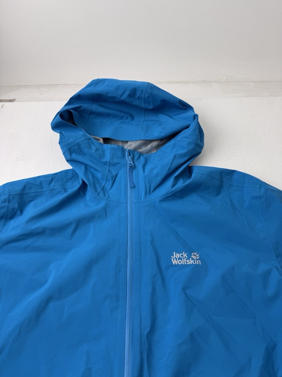 Jack Wolfskin Jacket Mens 2XL Hooded Texapore Blue Rain Wind