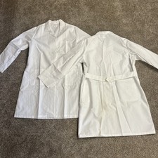 2 Fashion Seal White Medical Lab Coat Long Sleeve Womens 20 XL Deli Meat Butcher
