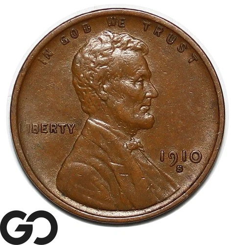 1910-S Lincoln Cent Wheat Penny, Choice AU++ Scarcer Date