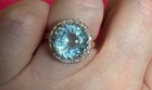 14kt Round Blue Topaz Diamond Halo Ring Yellow Gold Size 6 — photo 7