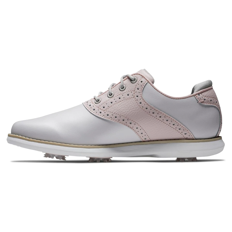 FootJoy Women's Traditions Golf Shoe 8 Light Grey/Pink - Image 3 of 4