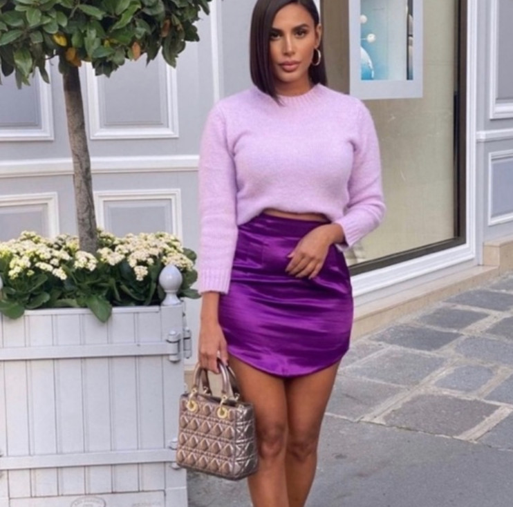 Zara Blogger Favorite Metallic Purple Mini Skirt Size S