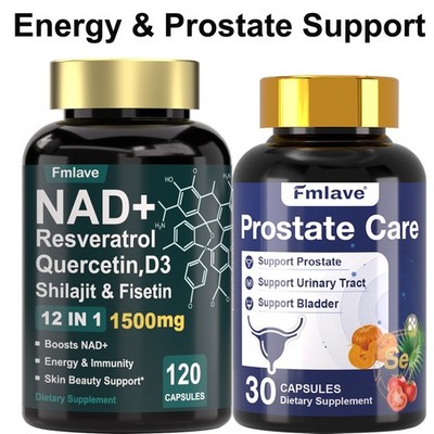 NAD+ Resveratrol D3 Quercetin & Prostate Care - 150 caps Men's Energy & Prostate