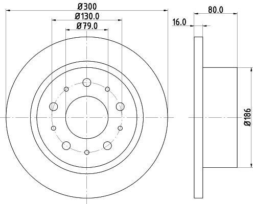 HELLA 8DD 355 113-731 BRAKE DISC Rear (PAIR)