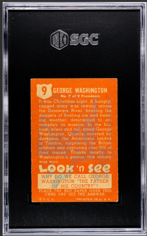 GEORGE WASHINGTON 1952 Topps Look N See #9 SGC 5 EX First US President War Hero - Image 2 of 2