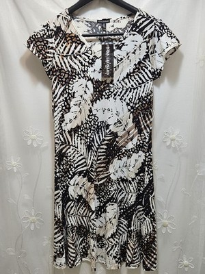 Nina Leonard NWT Womens Medium Black Dress Tiered Maxi Floral Daisy Chic V-Neck 