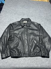vintage EDDIE BAUER leather jacket XL Black Bomber A-2 mad max MOTORCYCLE