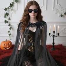 Gothic Cloak with Tulle Skirt Multipurpose for Vampires Decor 45cmx128cm