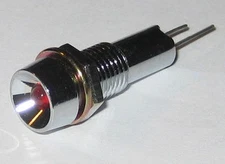 Panel Mount LED - Red - Chrome Case - 5V - 5/16" Mounting - Includes Lockwasher