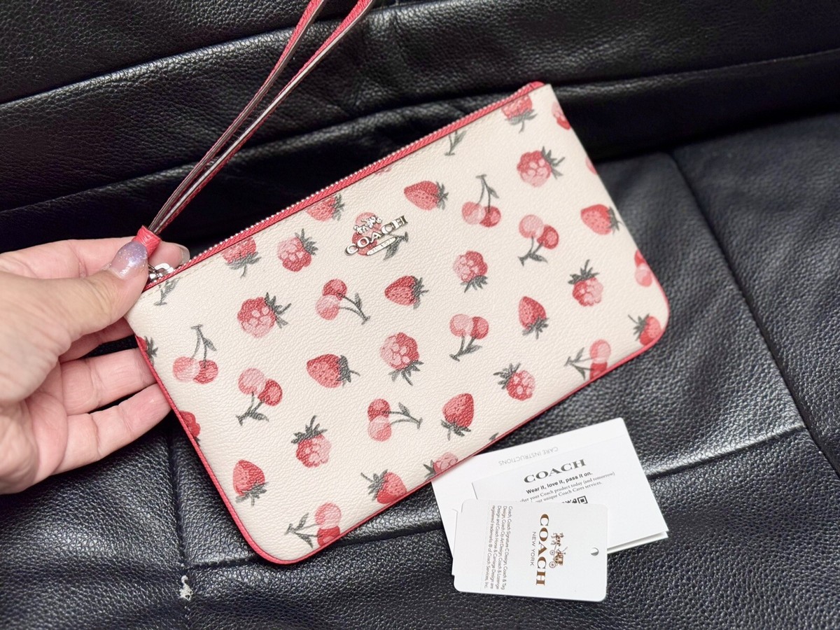 NWT Coach Fruit Print Large Wristlet NWT Chalk Multi F23675