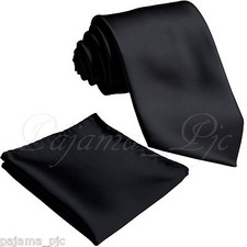 Black Men SelfTie Neck tie  Pocket Square Hankie Set Formal Party Wedding 10B