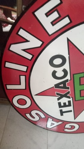 Texaco Motor Oil Pure Porcelain Enamel Heavy Metal Sign 48 Inches Double side - Picture 4 of 24
