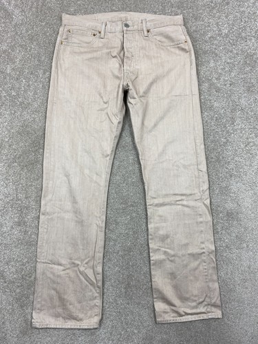 Mens Levi's 501 Straight Beige Jeans W34 L31 Button Fly