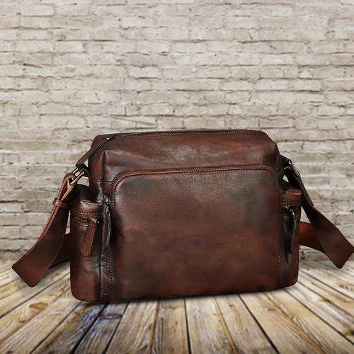 Genuine Leather Purse and Messenger Bag for Men Fashion Leather Shoulder Bag - Picture 3 of 13