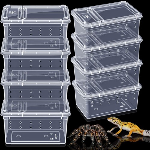 8 Pcs Reptile Breeding Breeding Box Plastic Spider Terrarium Tarantula Feedin...