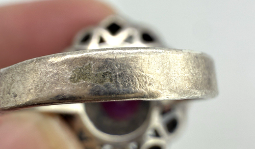 Oval Amethyst Stone Marcasite Sterling Silver 925 Cocktail Ring Size: 9 Band 3mm - Bild 7 von 21