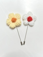 A Set Of 2 Puff Flower Lapel Pins for Suit Handmade