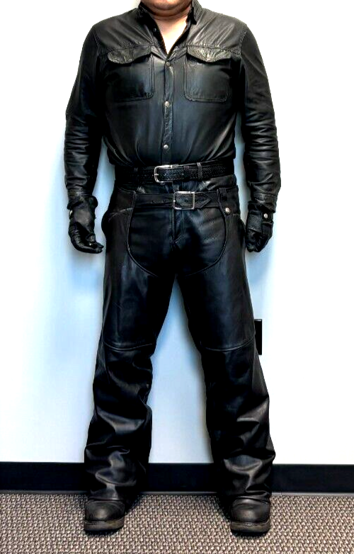 Brooks Leather Sportswear Men's Black Leather Biker Chaps Size