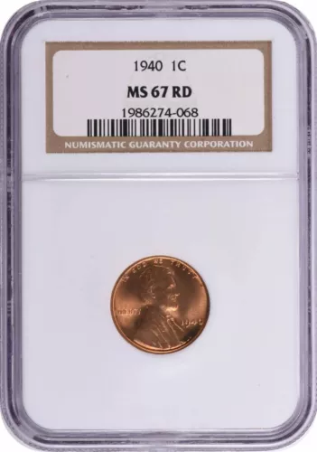 1940 Lincoln Cent MS67RD NGC