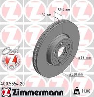 2X Zimmermann 400.5554.20 Bremsscheibe FüR MERCEDES-BENZ