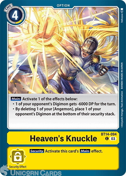 BT14-094 Heaven's Knuckle :: Common Digimon Card :: BT14: Blast Ace ::