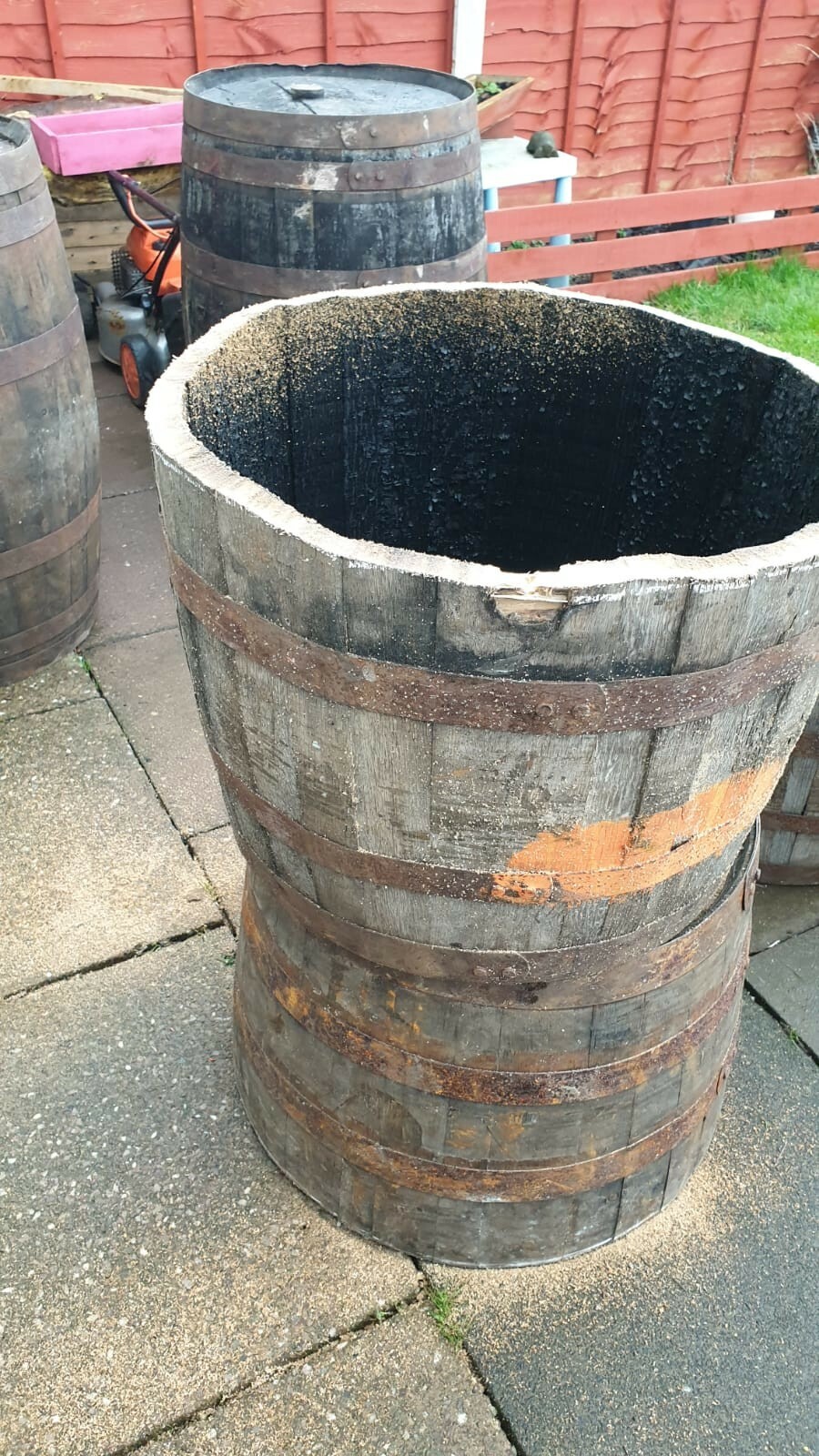 Watertight Half Whiskey Barrel Oak Planter Wooden Flower Garden Pot