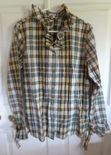 NWT - UNI QLO - JW Anderson - Multicolor - Seersucker Ruffle Blouse - Size XL