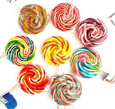 LOLLIPOPS 50 x 30g RAINBOW SWIRLY LOLLIES KIDS XMAS PARTY BAGS CAKE TOPPER  HALAL